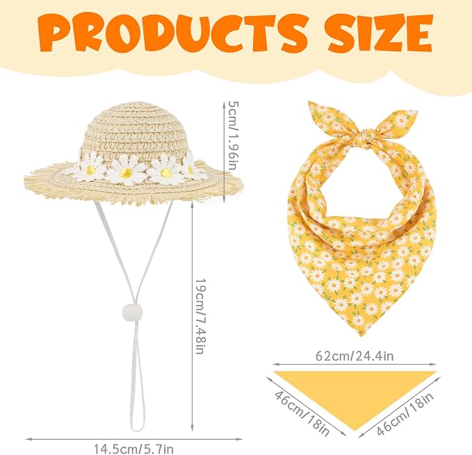 Mason Life Porch Goose Outfits, 5PCS Daisy Flower Accessories | 1 Yellow Floral Hat & 4 Bib for 23" Lawn Goose Statue Outdoor Garden Yard Spring Summer Decor