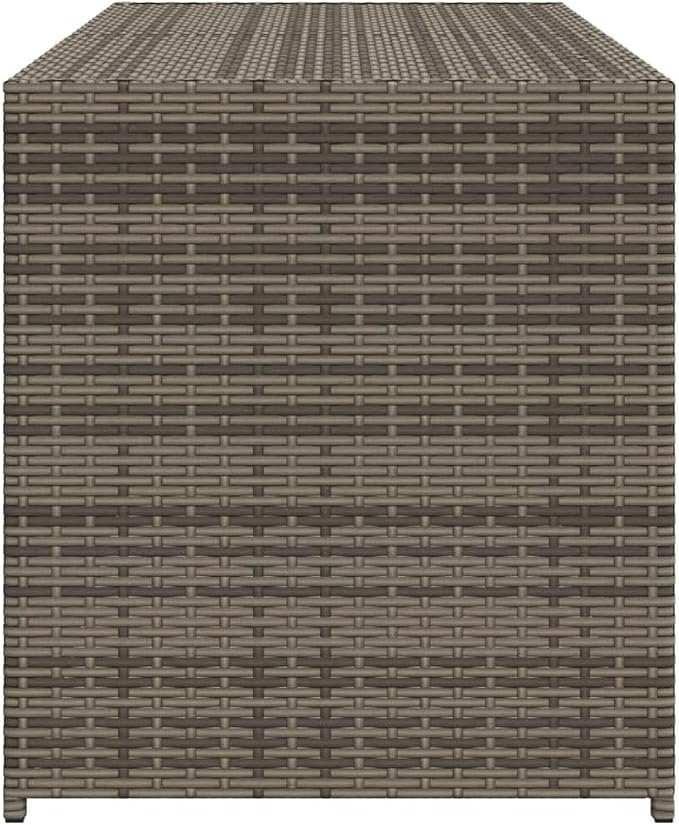 Grey Rattan Garden Storage Box with UV Resistant and Water Repellent Design 47.2 x 19.7 x 22 Inches for Patio Balcony and Outdoor Decor