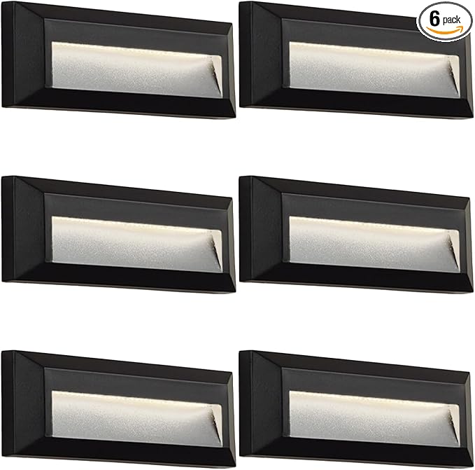 ZONK LED Step Stair Lights 110V-240V, 2W Line Voltage Outdoor Indoor Non-dimmable 4000K Stairway Deck Lights Fixture for House Hallways, 6Pack