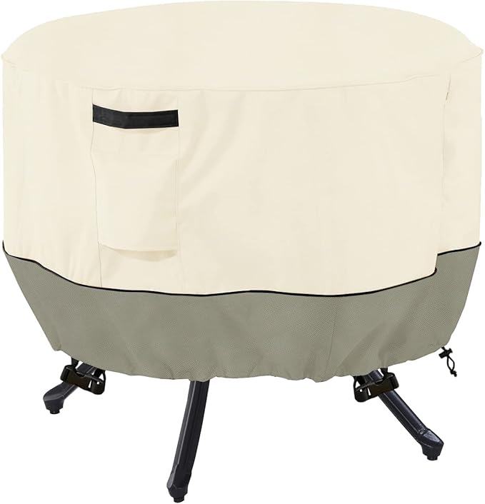Round Patio Table Cover,Round Patio Table Covers for Outdoor Furniture Waterproof,Suitable for 48 inch Round Patio Table(48-50"DIA x 23"H),White&Grayish Green
