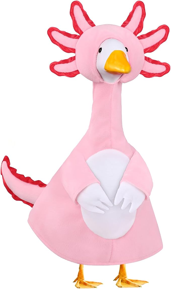 Axolotl Porch Goose Outfits for 23" Porch Goose Holiday Lawn Goose Cement or Plastic Statue Pink Salamander Costume for Outdoor Yard Lawn Patio Decor (Pink)