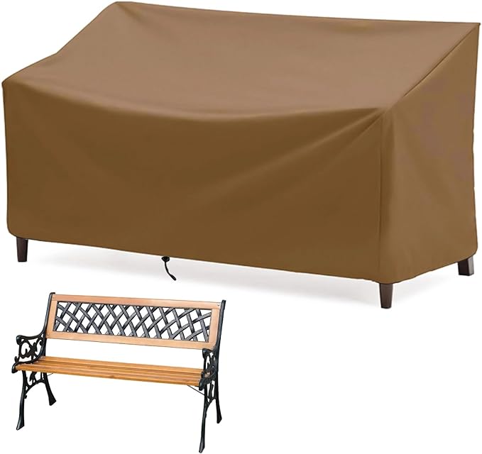Outdoor Bench Cover, Waterproof Outdoor Patio Furniture Cover for 4-Seater Bench, Durable Oxford Cloth Garden Sofa Chair Cover, 75" L x 26" W x 35" H (Khaki, 75" L x 26" W x 35" H)