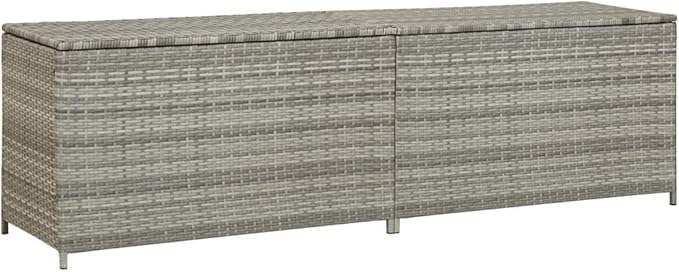 Patio Storage Box Poly Rattan,Storage Bench,Patio Box,Outdoor Storage Box,Toy Box,Porch Storage Box,for Patio Furniture Outdoor Cushions,Garden Tools and Pool Toys, 78.7"x19.6"x23.6" Gray