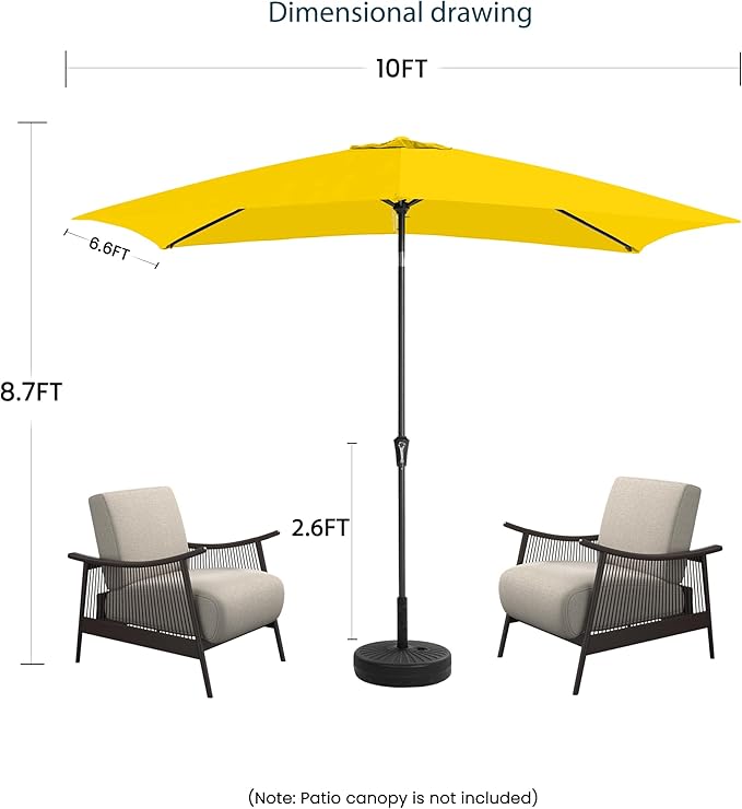 6.5x10FT Rectangular Patio Umbrella with Push Button Tilt & Crank Lift for Garden,UV Protection Outdoor Umbrella for Deck,Pool and Yard,Yellow