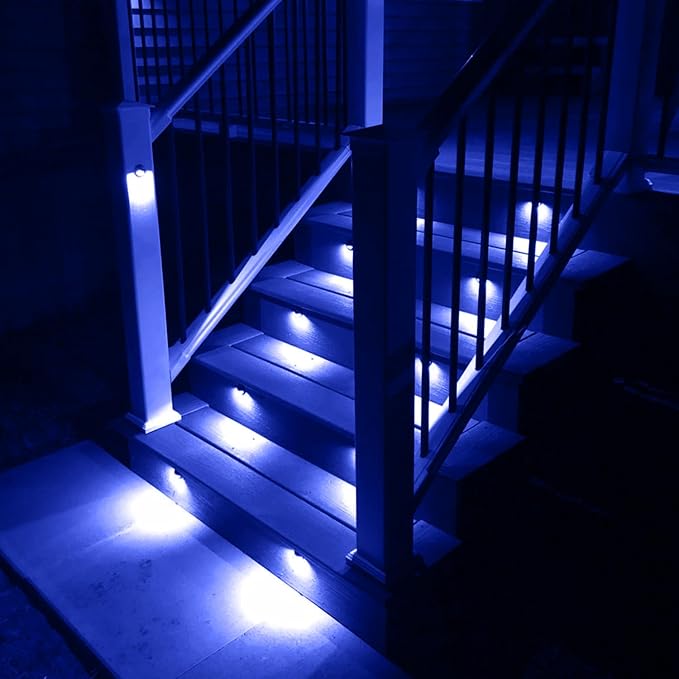 Recessed LED Deck Light Kit, 20pcs 10Lm In Ground Outdoor Landscape LED Lighting for Stair Patio Garden Floor Corner Sauna Room Bathroom, Waterproof IP65, 12V Low Voltage, Blue