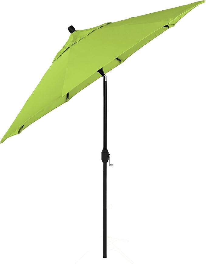 California Umbrella 12-Year-Non-Fading, 9Ft Premium Sunbrella Patio Umbrella, Hand-Crank, Button-Tilt, Black Frame, Macaw Fabric