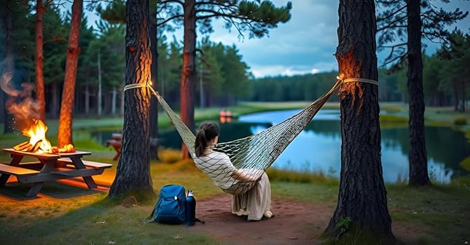 Hammock Hanging Mesh Strong Thick Nylon Rope Hammock Swinging Hammock Seat Travel Hanging Swing Chair