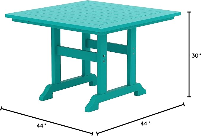HDPE Laguna 43" Square Dining Table,Turquoise