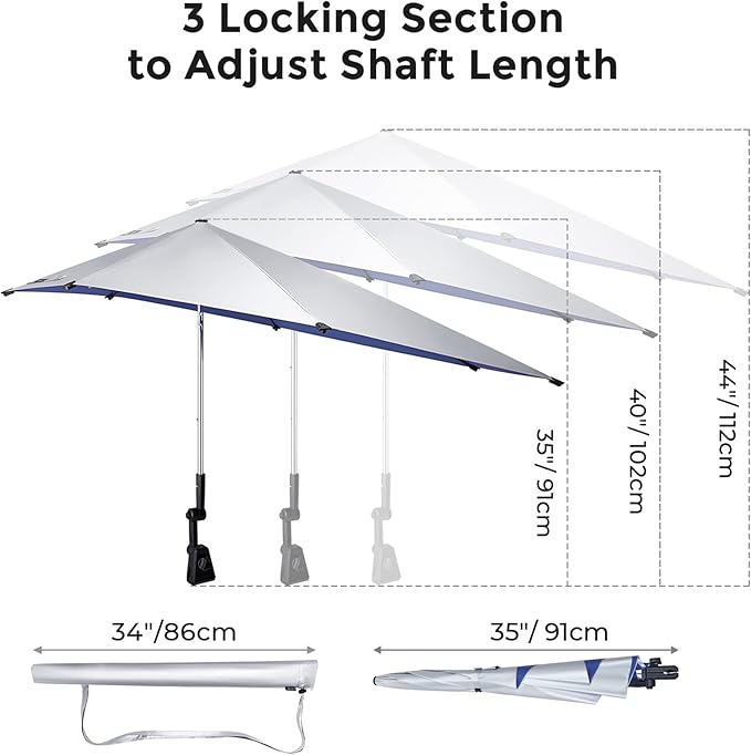 G4Free UPF 50+ Height Adjustable Chair Umbrella with Universal Clamp for Beach Chair, Golf Cart, Wheelchair, Stroller, Bleacher, Patio (Blue)