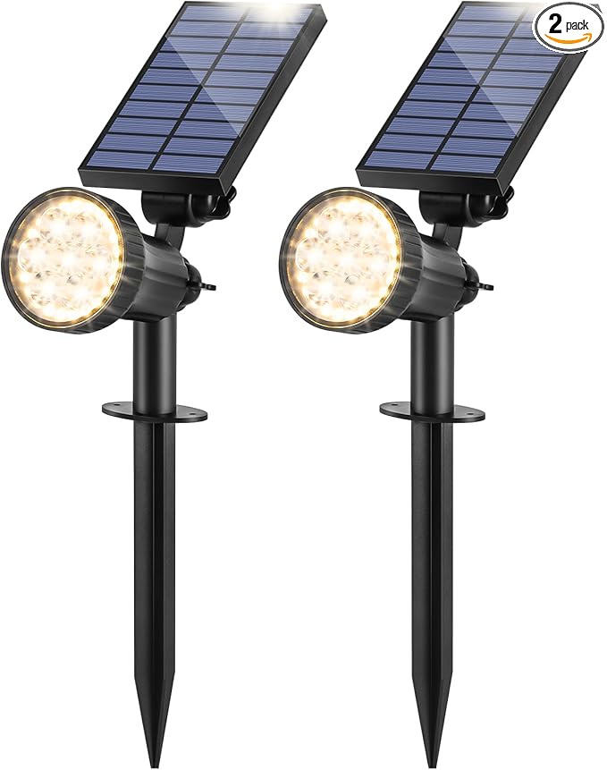 Bosceos Solar Lights Outdoor Waterproof, 30LEDs Solar Spot Pathway Lights with 3 Modes, Garden Light Auto ON/Off, Landscape Lighting for Pool Tree Wall Driveway (Warm White, 2-Pack)