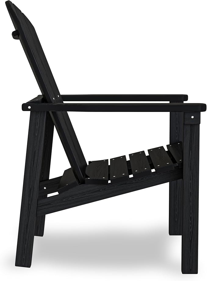 nevilywood Compact Stackable Adirondack Chairs,All Weather HDPE,380lb,Black | 26.3" Wide HDPE.All-Weather Outdoor.Maintenance-Free.Stackable for Storage.25°Curved Straight Backrest.Quick Assembly
