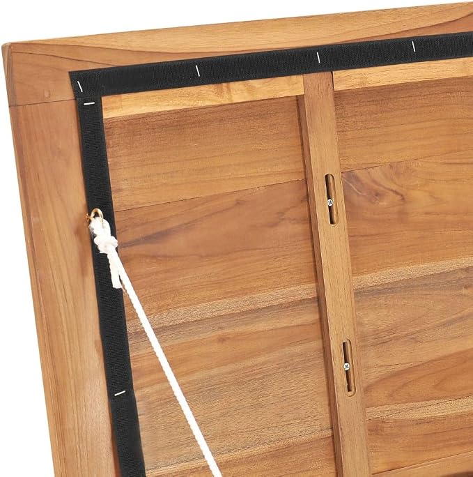 Wooden Garden Patio Storage Box with Stitched PE Bag, Deck Storage Container Box for Patio Cushions and Gardening Tools, 23.6"x19.7"x22.8" Solid Teak Wood -AA