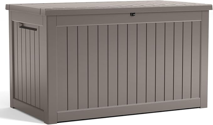 DRATO 280 Gallon Outdoor Storage Box Waterproof, Large Resin Lockable Outdoor Deck Box with Lid, Weatherproof Container for Patio Furniture Cushions, Garden Tools, Pool Accessories (Black, 280 Gallon)