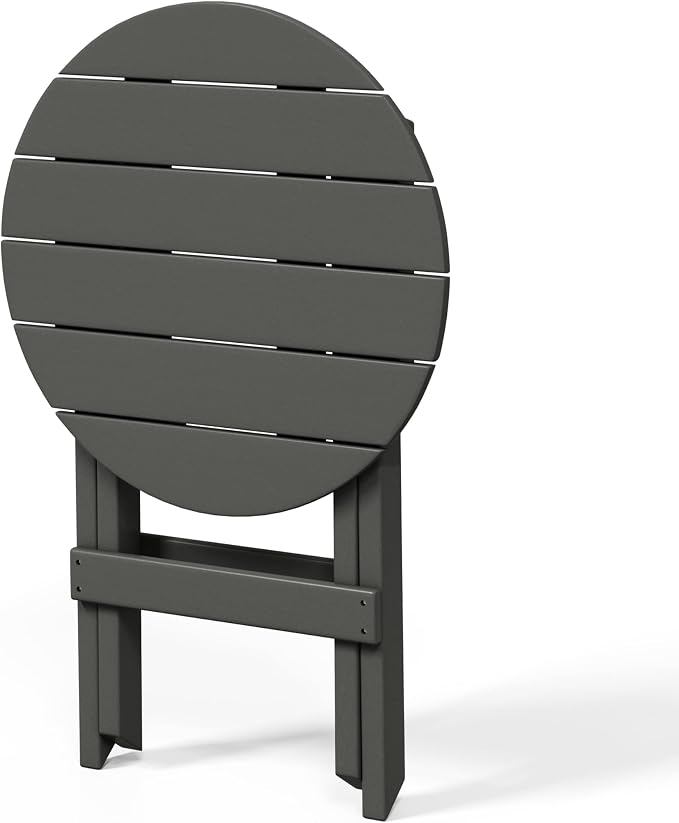 WestinTrends Malibu HDPE Outdoor 24.5 Inch Round Portable Folding Patio Dining Table, Gray