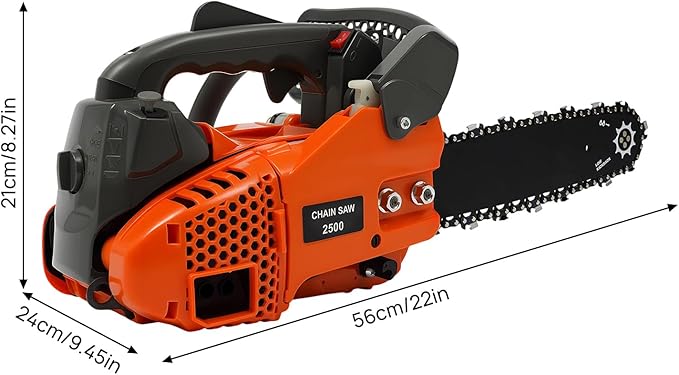 12 Inch Gas Chainsaw 25CC 2-Stroke Gasoline Top Handle Chainsaws Portable Chain Saws with Tool Kit, Handed Petrol Gasoline Chain Saw with Quick Start for Wood Cutting