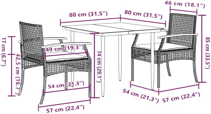 3 Piece Patio Dining Set with Cushions, Porch Furniture Set Sectional Sofa Patio Conversation Set Front Porch Furniture for Poolside Negotiation Area Piazza Garden Gray Poly Rattan