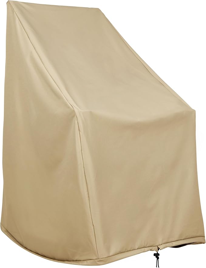 Shine Company Weatherproof Outdoor Rocking Chair Cover, 100% Woven Polyester, Elastic Cord with Toggle, Khaki