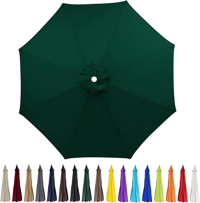 9ft Patio Umbrella Replacement Canopy for 8 Rib, Market Yard Umbrella Replacement Top Cover Fit Outdoor Umbrella (Canopy Only),Green