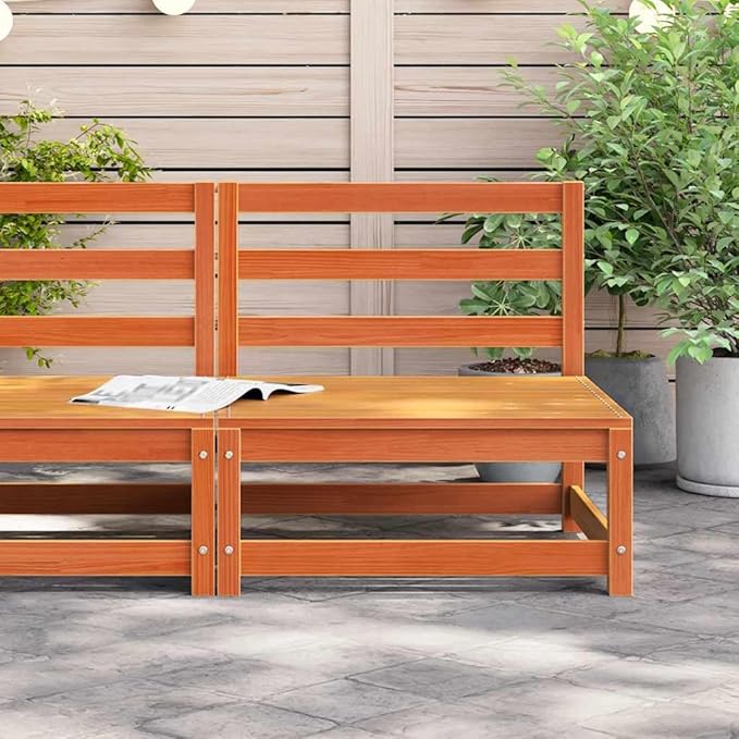 Outdoor Sofa 27.6x27.6x26.4 in Solid Pine Patio Loveseat Armless Wax Brown Sectional for Balcony Garden and Porch