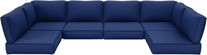 Outdoor Furniture Replacement Cushions, 5" Foam Foam High-Density, Fits 6-seat Sectional Rattan Conversation Set, 14 Piece Patio Water-Resistant Replacement Sofa Cushions, Liner&Cover