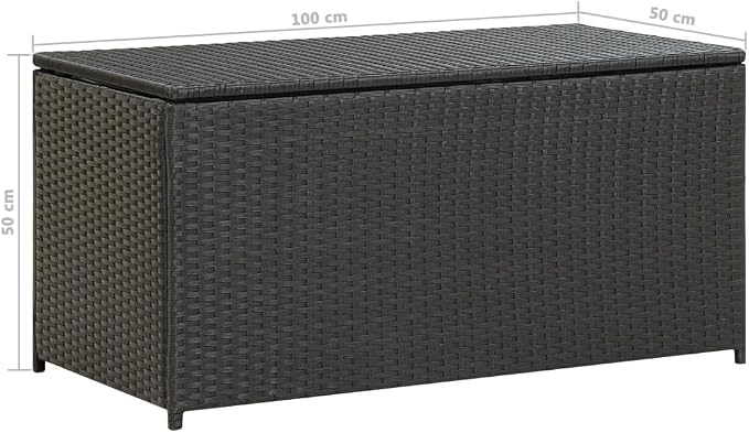 Patio Storage Box Poly Rattan 39.3"x19.6"x19.6" Black Patio Garden Outdoor Storage Container, Furniture Deck box (Weight:21.61 lbs)