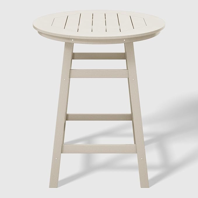 WestinTrends Outdoor 35" HDPE Round Patio Counter Height Bar Table, Sand