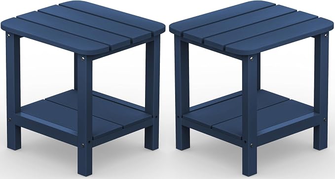 SERWALL Adirondack Table Set of 2, Outdoor Side Table- Blue