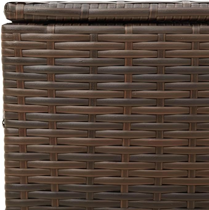 76.9 Gal Brown Outdoor Storage Box PE Rattan Deck Box with Removable Water-Resistant Bag for Patio Furniture Cushions Pool Toys Garden Tools 31.5x29.5x23.2 Inch