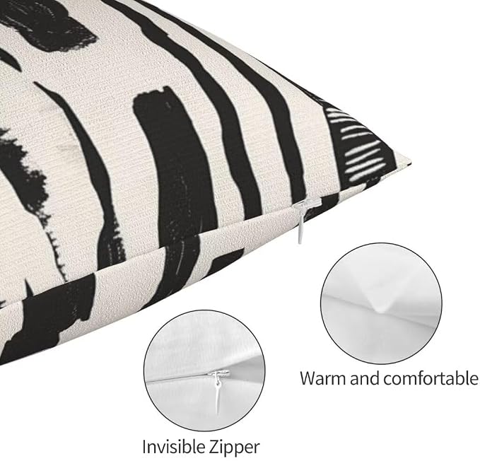 Throw Pillow Covers 20x28 Inch Pillow Covers Set of 2 Couch Pillows, Black And White Throw Pillows with Invisible Zipper, Soft Accent Pillows Decorative Pillows for Bed Farmhouse Decor, Geometric J460