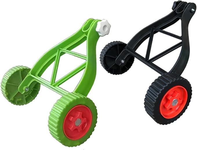 String Trimmer Support Wheels, Adjustable Lawn Mower Auxiliary Walk Behind Weed Wacker Wheels, Garden Lawn Tool Attachment for Grass Eater Holder (Black)