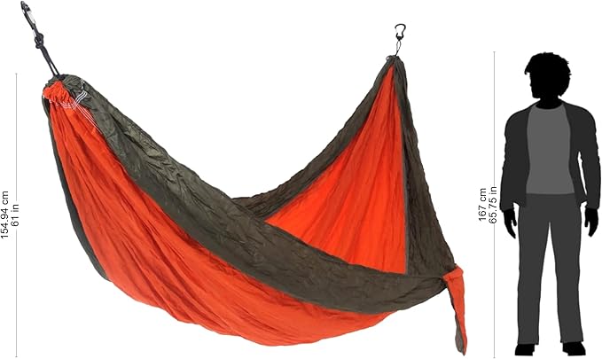 NOVICA Bright Red with Olive Green Trim Parachute Portable 1 Person Camping Hammock with Hanging Straps, 'Summer Dreams' (Single)