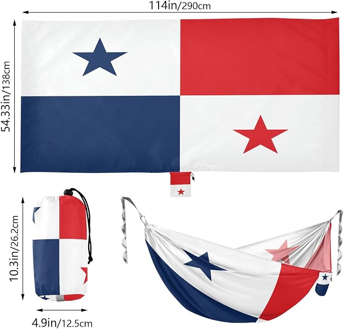 Flag of Panama Outdoor Hammock with Portabl Carry Bag Fabric Hammock for Outside Patio Garden