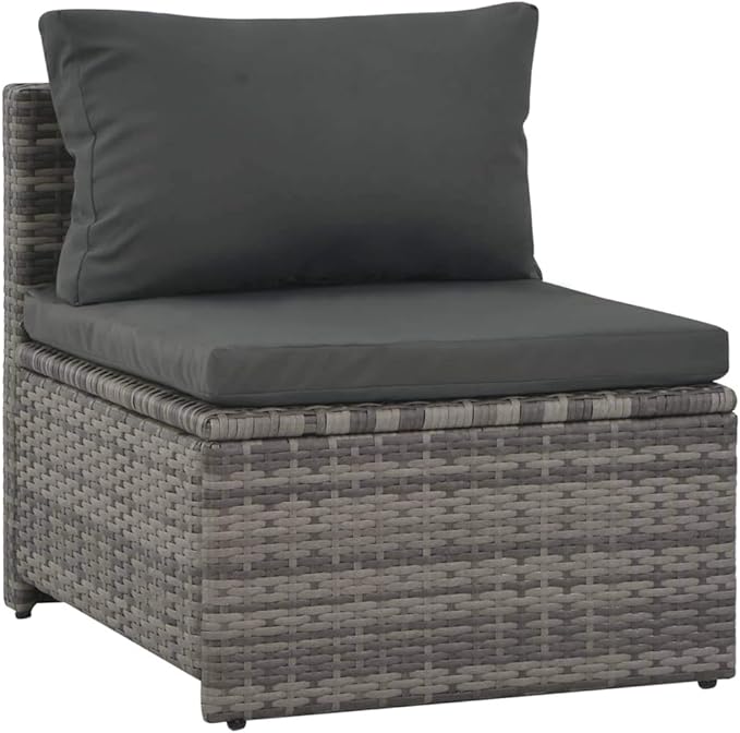 Patio Outdoor Rattan Chairs, PE Rattan Patio Conversation Set, Garden Backyard Balcony Porch Poolside Furniture Sets 6 Piece Garden Lounge Set with Cushions Poly Rattan Gray