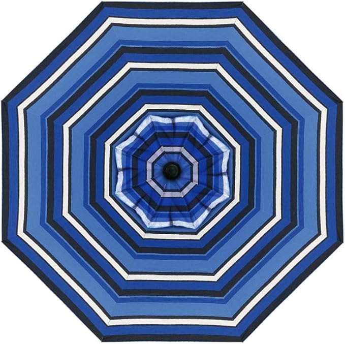 Treasure Garden Deluxe Auto-Tilt Octagon Market Umbrella, 11ft - Outdoor Patio, Deck, Pool, Backyard Stand Alone Umbrella - Heavy Duty w/Black Frame & Obravia2 Fabric (Hampton Stripe)