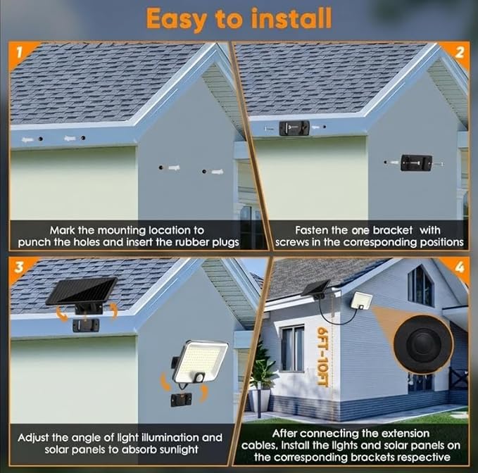 Solar Lights Outdoor Waterproof Motion Sensor - 2 Pack 1000LM Measured LED Flood Light with Remote, 16.4FT Split Design & Linkage Version, Dusk to Dawn Solar Security Lights for Yard, Garage, Patio