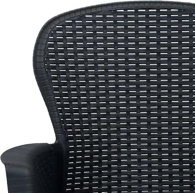 7 Piece Outdoor Dining Set, Anthracite Patio Furniture with Rectangular Table and 6 Chairs with Cushions, Rattan Look Synthetic Plastic Set for Garden, Terrace and Backyard Dining