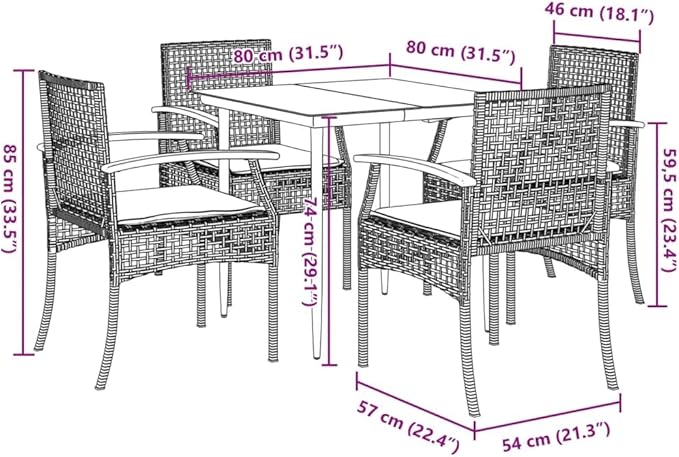 5 Piece Patio Dining Set with Cushions, Outdoor Sofa Sets Sectional Sofa Front Porch Furniture Outdoor Lounge Sets for Exhibition Garden Poolside Piazza Beige Poly Rattan