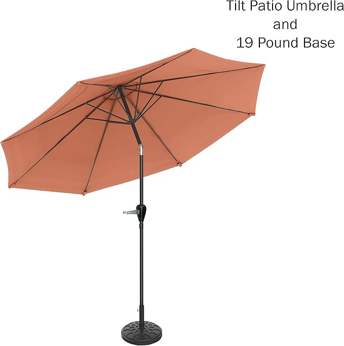 Pure Garden Patio Umbrella with Auto Tilt - 10ft Easy Crank Sun Shade with 19lb Weighted Base for Deck, Outdoor Furniture, or Pool (Terracotta)