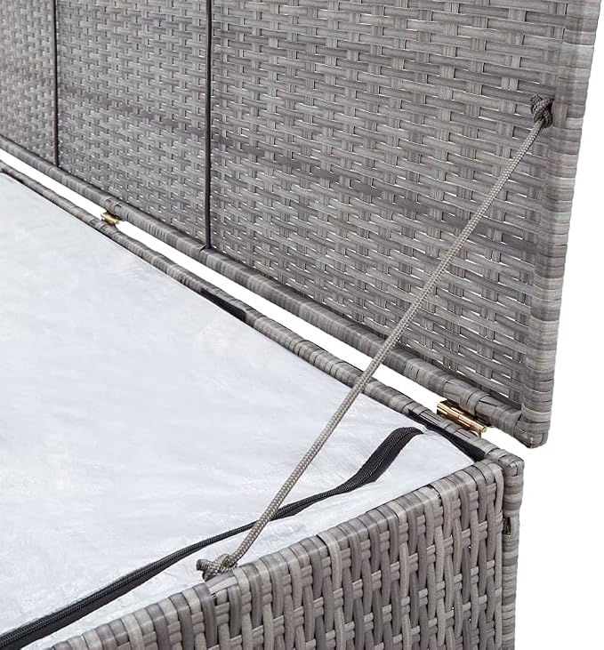 Patio Storage Box Gray,Outdoor Storage Box,Patio Box,Terrace Tables and Chairs,Porch Storage Box,Toy Box,for Home,Garden,Patio,Pool,Back-Yard,Lawn,59.1"x19.7"x23.6" Poly Rattan