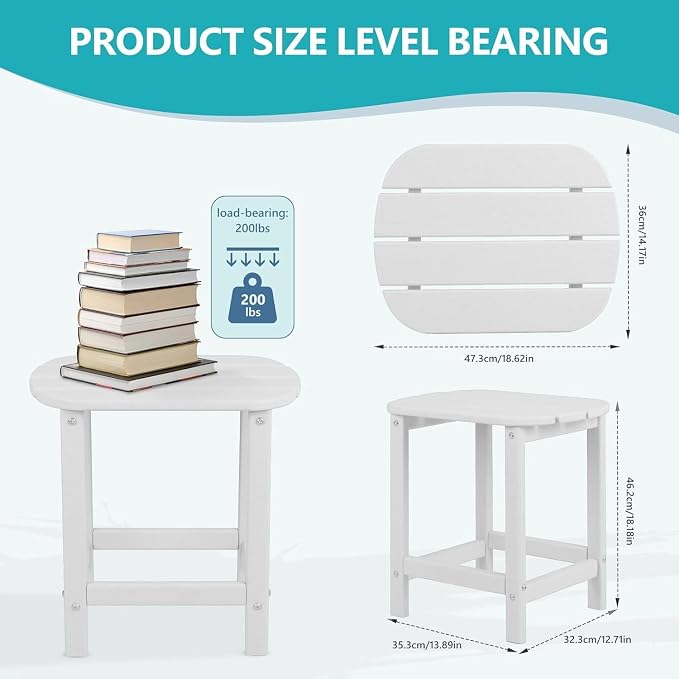 Adirondack Square Outdoor Side Table,2-Tier Storage Patio Side Table with Weatherproof HDPE Material Low