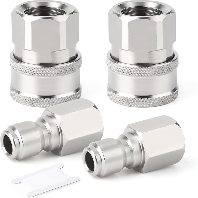 TAISHER 2PCS 304 Stainless Steel 3/8" Female NPT High Pressure Washer Quick Connect Coupler for Pressure Washing Gun Hose Accessories