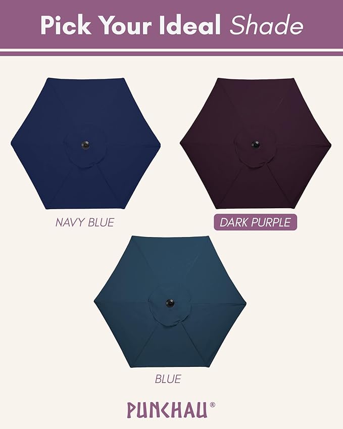 6 Ft Outdoor Patio Umbrella, Easy Open/Close Crank and Push Button Tilt Adjustment - Dark Purple Market Umbrellas