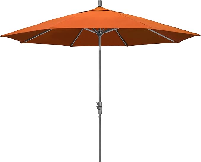 California Umbrella 11Ft Premium Sunbrella Patio Umbrella, Hand-Crank, Tilt-Collar, Gray Frame, Tuscan Fabric