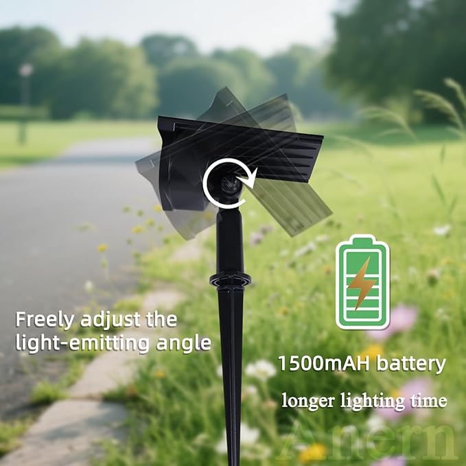 Solar Spot Lights Outdoor, 45 LEDs Landscape Lighting with Auto On/Off and 2 Lighting Modes, IP68 Waterproof Spotlights, Outdoor Solar Lights for Yard Garden, 4 Pack (Cool White)