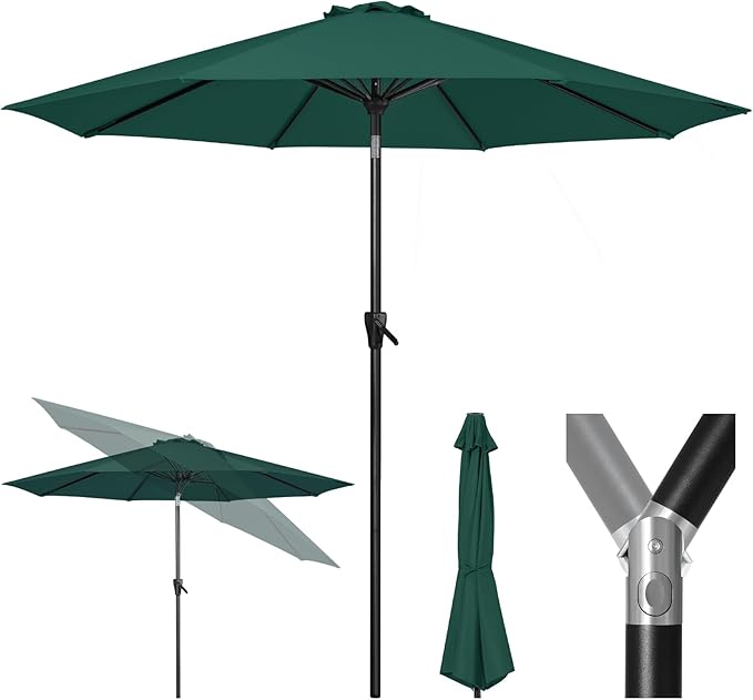 Tempera Patio Market Outdoor Table Umbrella with Push Button Tilt and Crank, Large Sun Umbrella with Sturdy Pole & Fade Resistant Canopy, Easy to Set