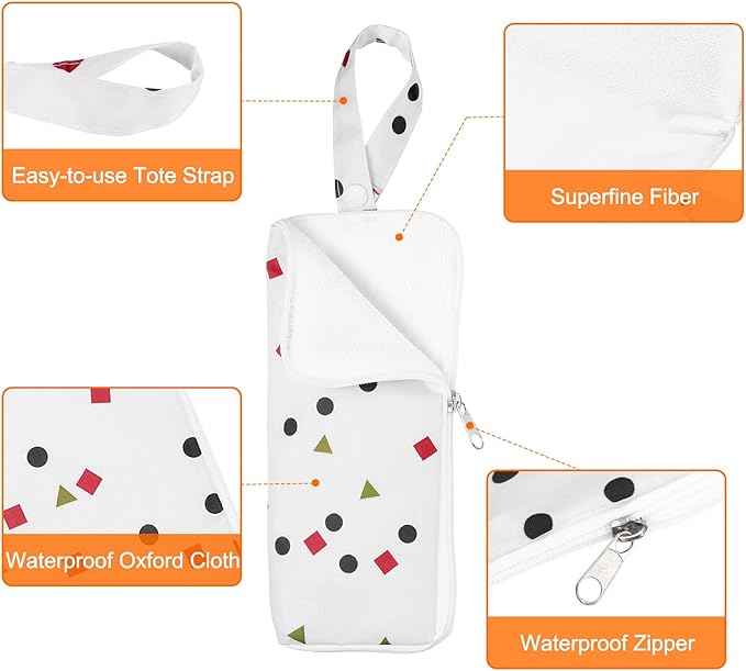HARFINGTON 2pcs Wet Umbrellas Bag 3.9" x 9.8" Superfine Fiber Strong Water Absorption Umbrella Case Cover Portable Waterproof Case for Storage Travel Home Outdoor, White