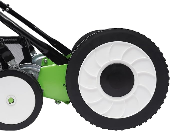 Walk-Behind Lawn Mowers 16-Inch 5-Blade Manual Reel Lawn Mower, Adjustable Cutting/Handle Height Grass Cutter with Grass Catcher, Green