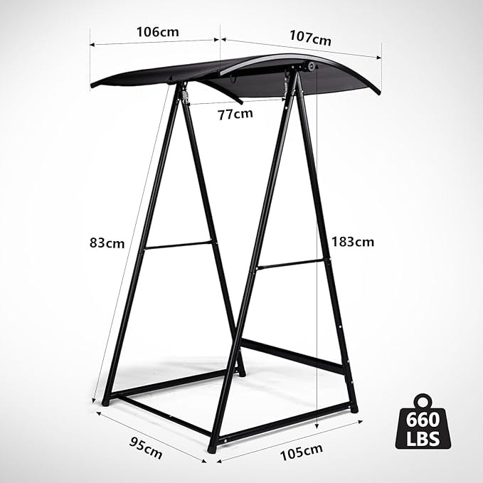 Hammock Stand with Canopy, Premium Outdoor Swing Frame for Hammocks and Hanging Chairs, 600 lb Capacity Steel Stand for Patio, Garden, Backyard