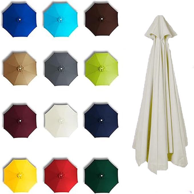9FT Patio Umbrella Replacement Canopy Cover 6 Ribs 8 Ribs Waterproof UV Resistant for Market Umbrella Canopy, Garden, Lawn, Backyard, Pool