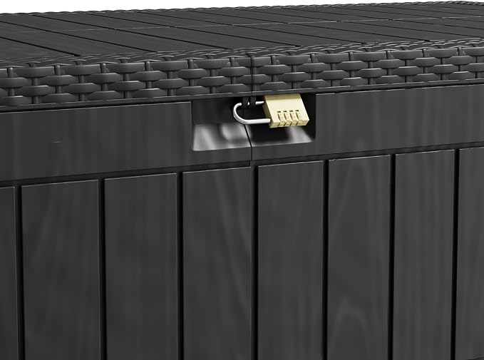 220 Gallons Large Outdoor Storage Box, Lockable Resins Deck Box, Lockable Deck Boxes for Patio, Poolside and Backyard